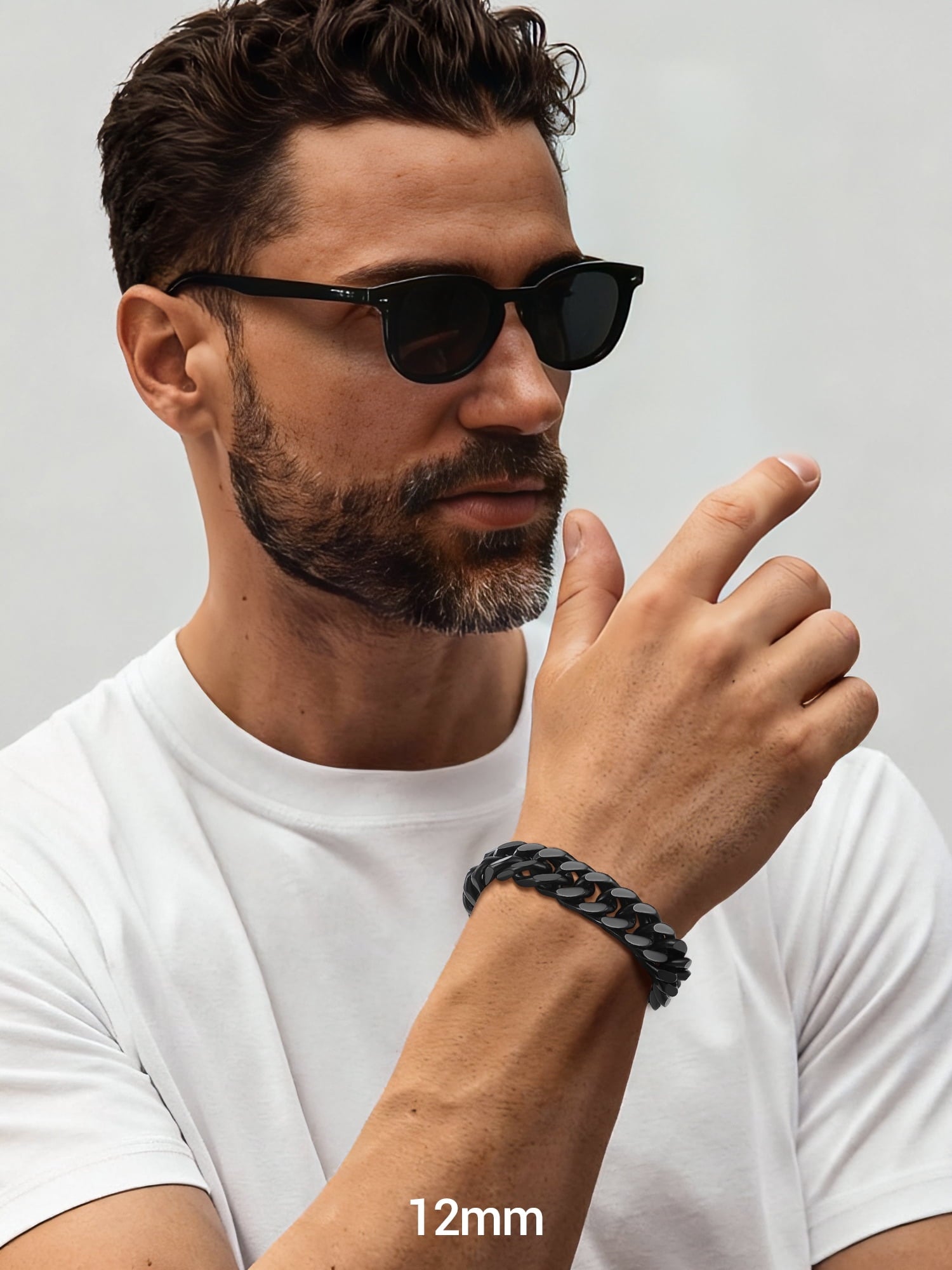 Stunning 12Mm Black Cuban Link Bracelet for Men - Chunky Stainless Steel Franco Chain - Perfect Gift for Father's Day, Birthdays, and More!